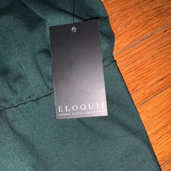 ELOQUII NWT size 18 XXL knee length dress plus size green puff sleeves holiday - Picture 4 of 9